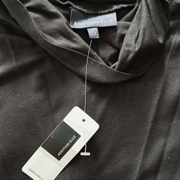 TURTLENECK, ASYMMETRICAL, BLACK, SZ 2X, LONG SLEEVES, VISCOSE SPANDEX, POINTED H - Picture 3 of 9